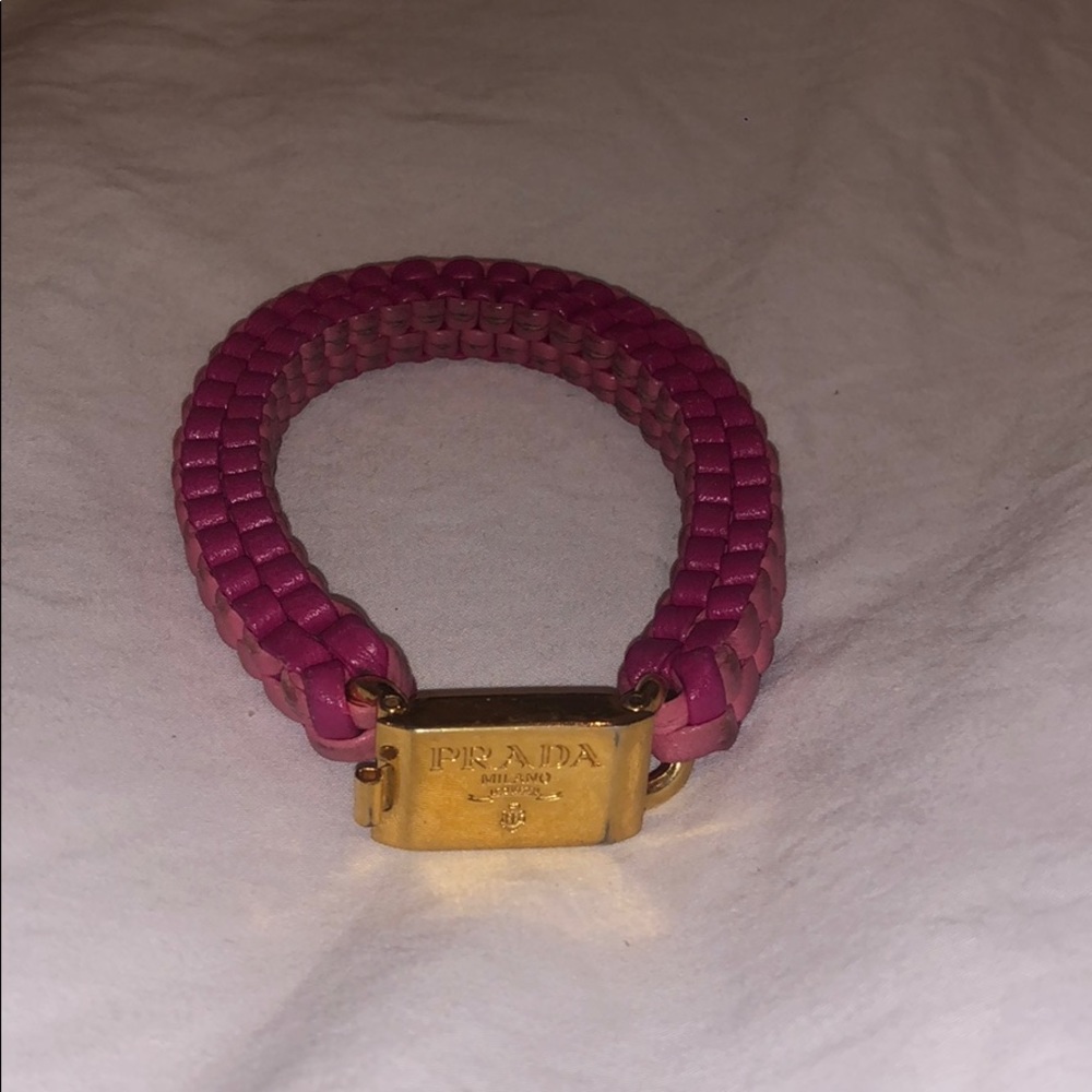 Two tone Prada woven leather bracelet